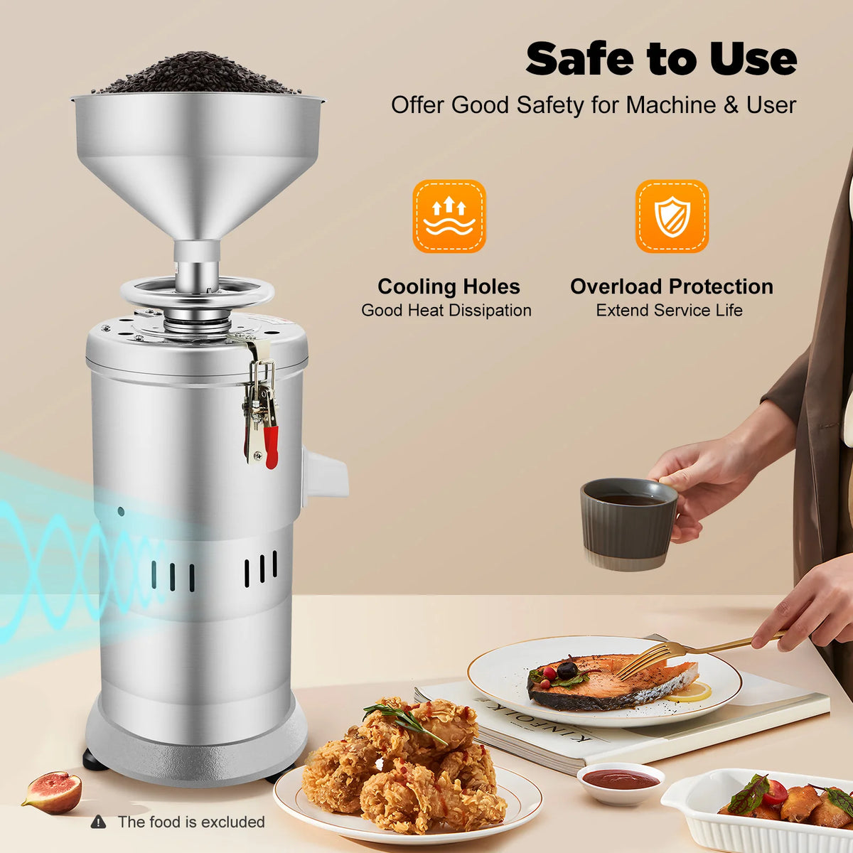 1100W Commercial Peanut Butter Maker High Grinding 33 Lbs