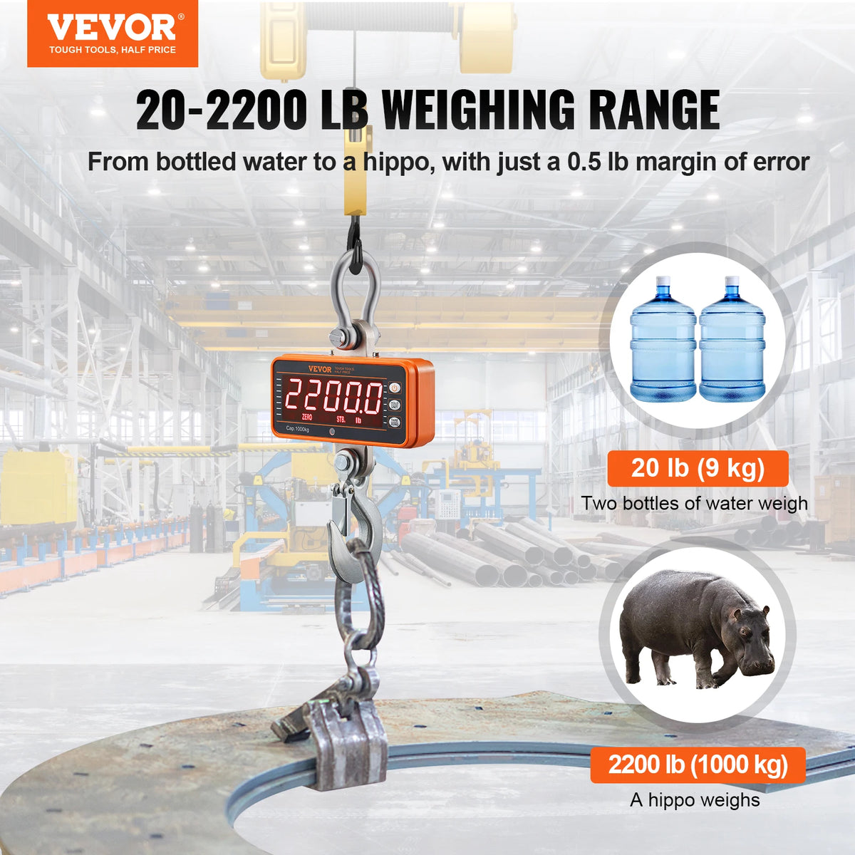 SucceBuy 1000 Kg Digital Crane Scale With Remote Control LED Screen