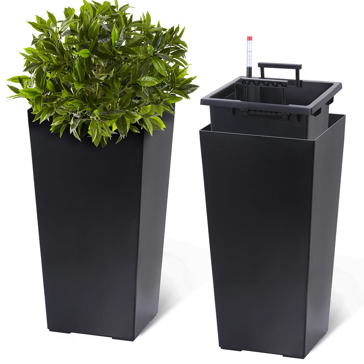 Twister Rectangular Planters Set With Drainage For Indoor And Outdoor