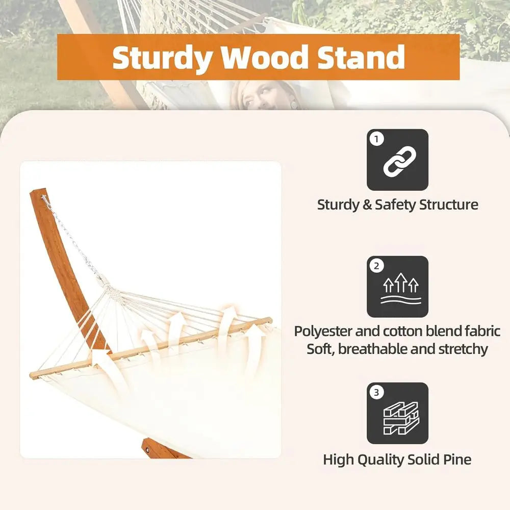 Wooden Hammock With Stand Outdoor Double Hammock For Two