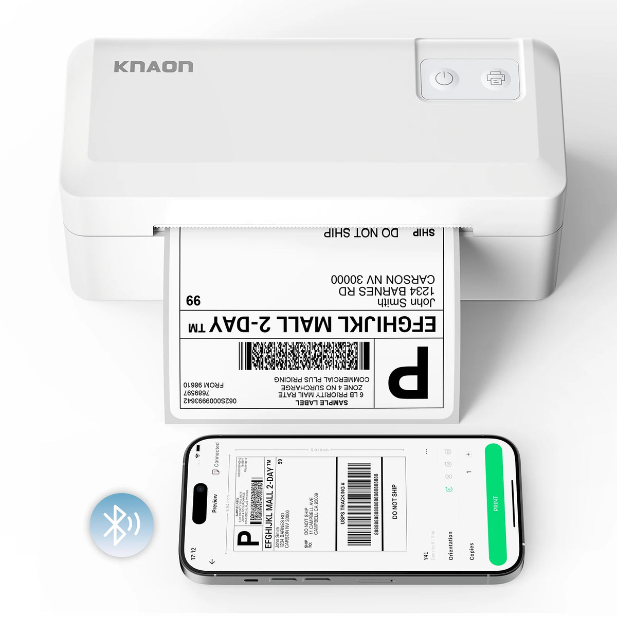 Knaon Bluetooth Thermal Shipping Label Printer for Small Business