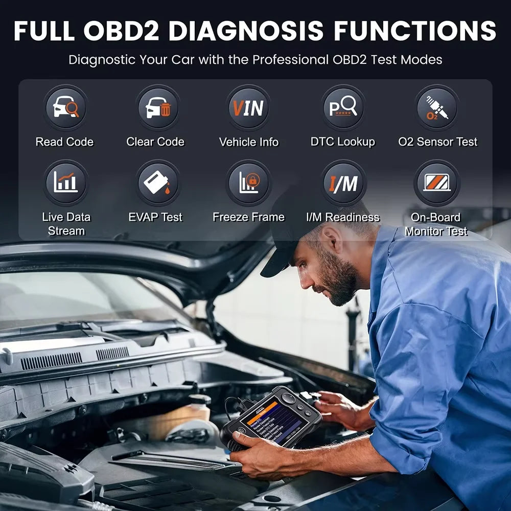 Ancel FX2000 Pro OBD2 Scanner ABS SRS Transmission 7 Reset