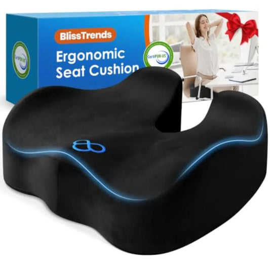 Seat Cushion with Velvet Cover, Thick Memory Foam Cushions for Office Chair, Car Seat, Airplane, Relieving Pressure Tailbone Sc