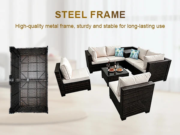Joule Modular Outdoor Rattan Wicker Sofa Set With Steel Frame