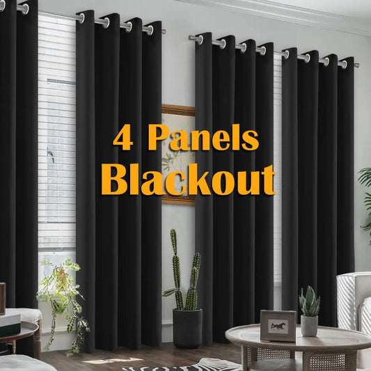 4 Pack Blackout Grommet Curtains For Bedroom And Living Room