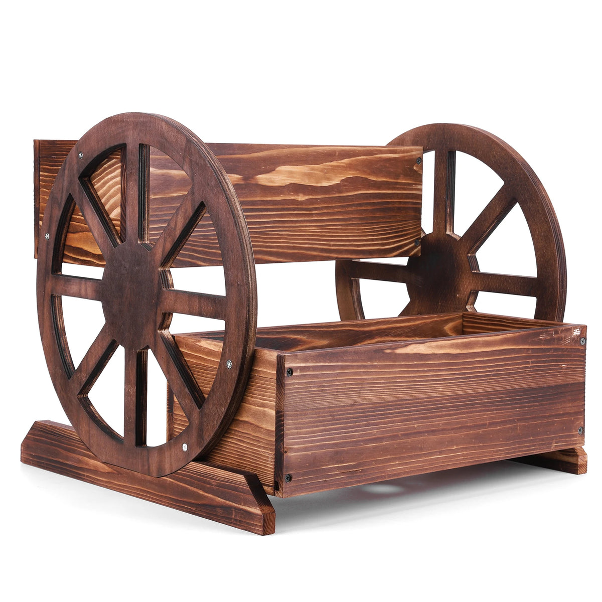Wooden Wheelbarrow Planter With Wheels For Outdoor Garden Decor