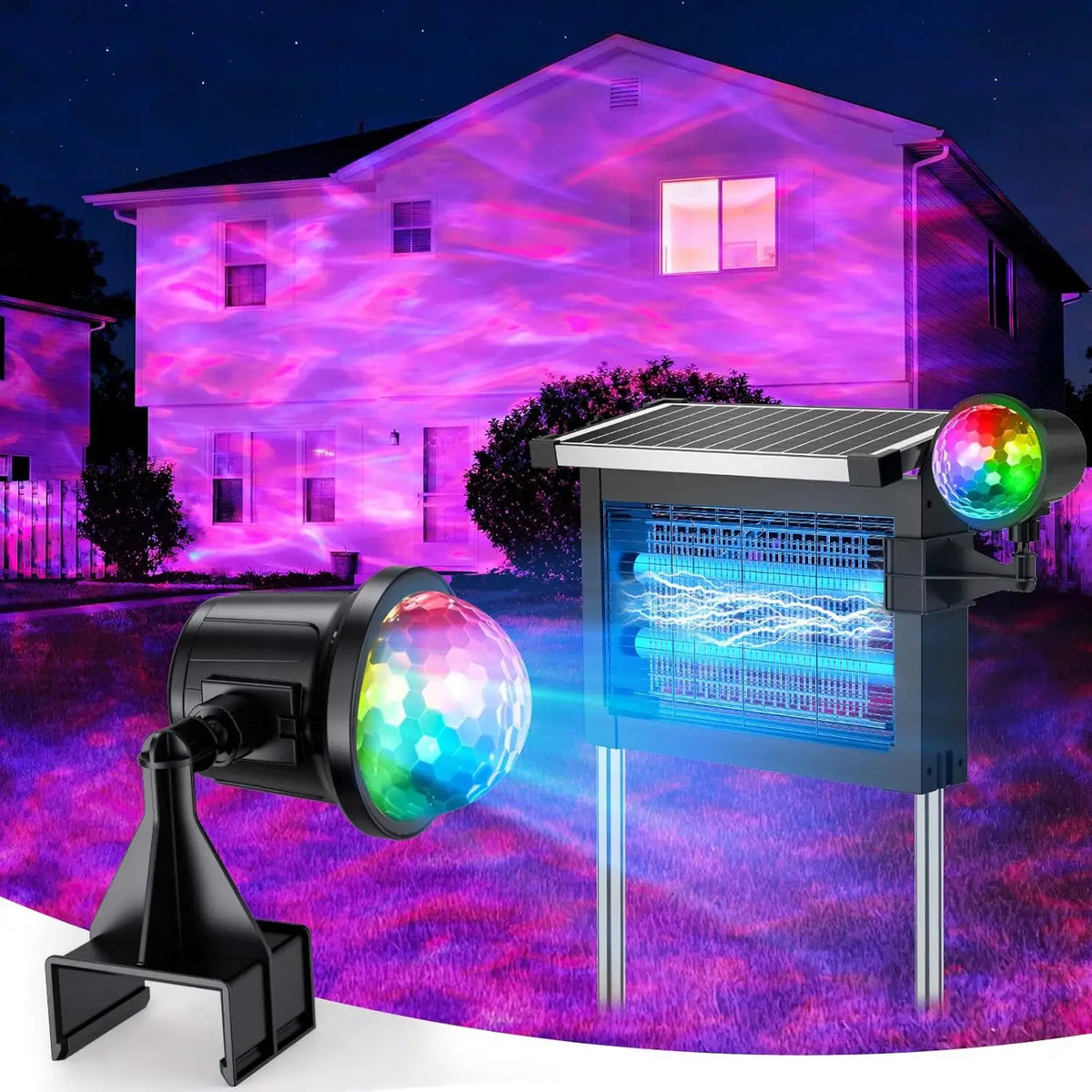 Solar Bug Zapper 2-In-1 Projection Light And Mosquito Killer With Type C Charging