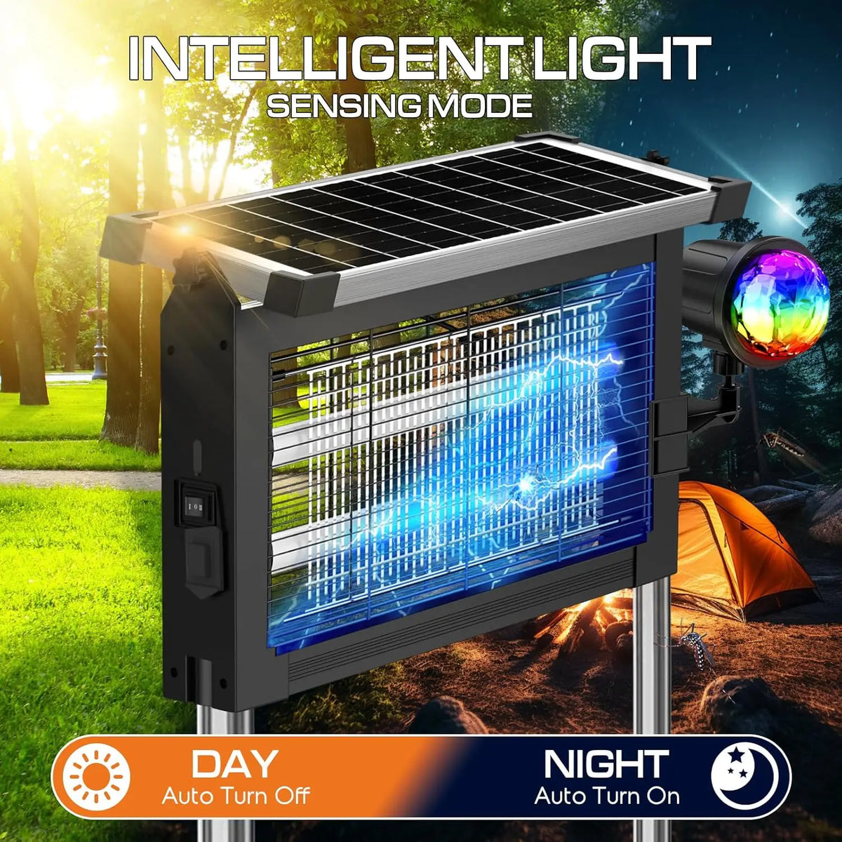 Solar Bug Zapper 2-In-1 Projection Light And Mosquito Killer With Type C Charging
