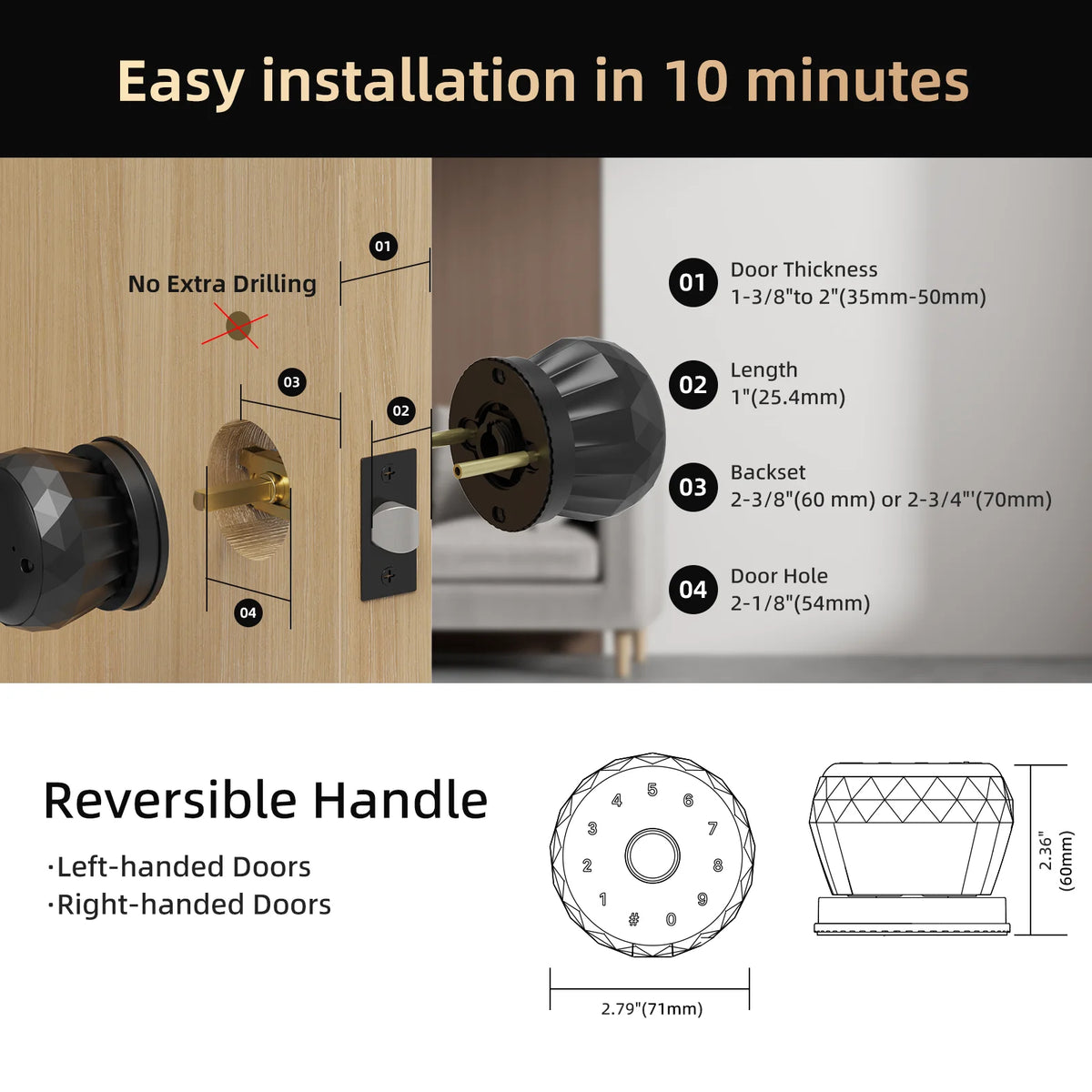 Viladepot Smart Door Lock With Fingerprint Passcode And App Control
