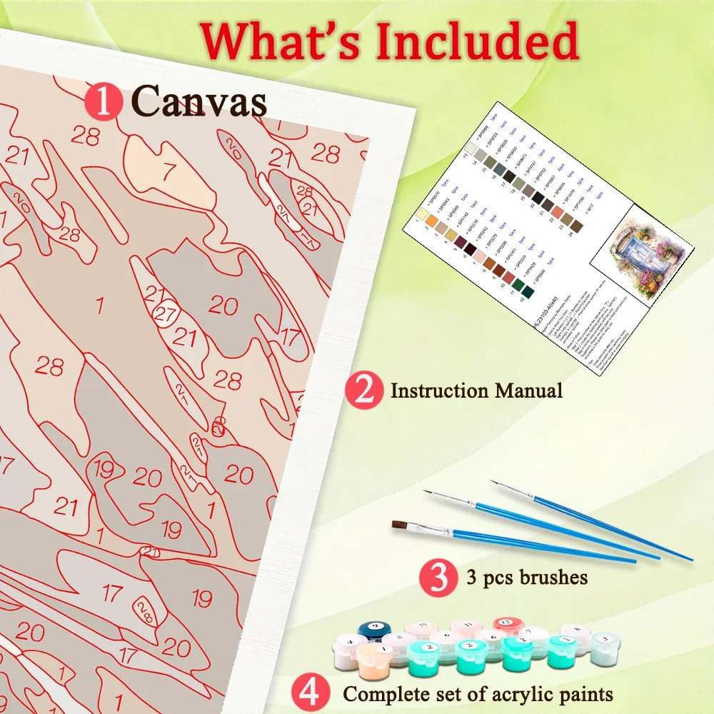 Flower Paint By Number Canvas Kit For Adult DIY Art