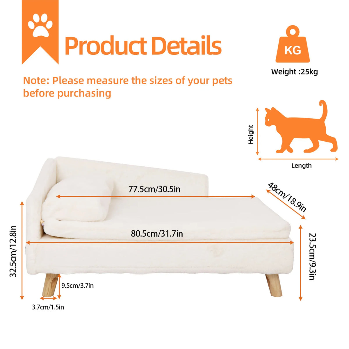 BINGOPAW Elevated Waterproof Plush Pet Sofa Lounger