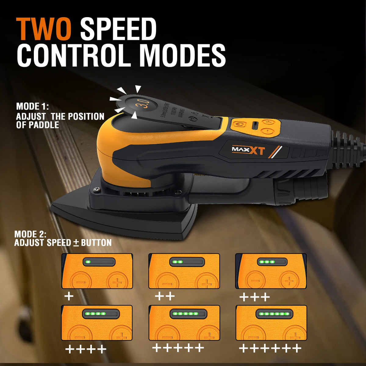 MAXXT Mouse Sander, 350W Sander Tool with Advanced Dust Collection System, Low Vibration Detail Sander for Efficient Woodworking, Tight Spaces Sanding, and Polishing