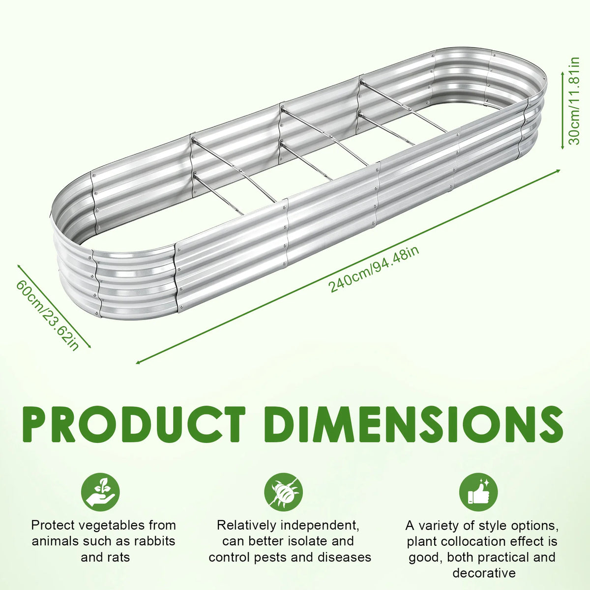 Premium Galvanized Metal Raised Garden Bed For Outdoor Plants