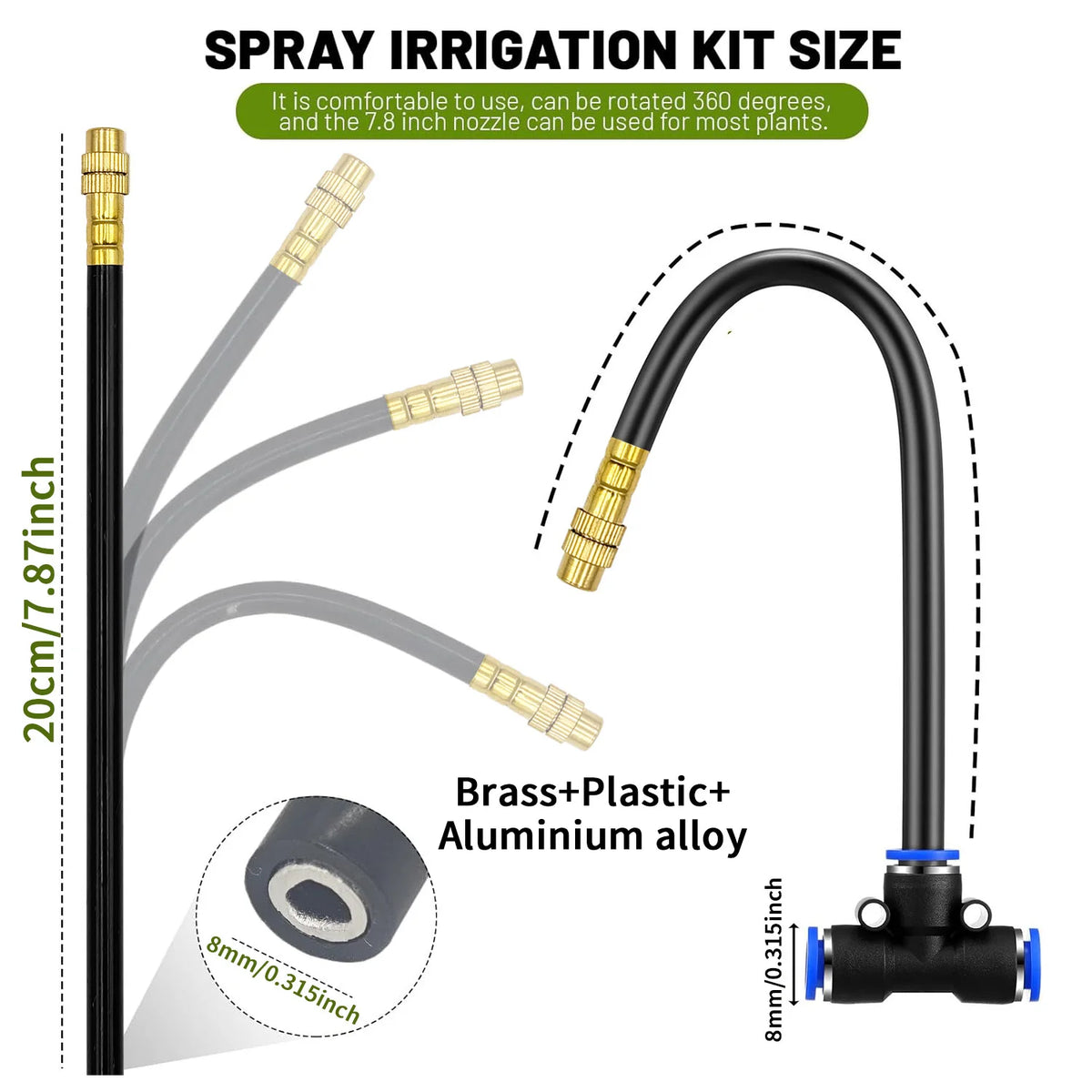 Garden Misting Pump Kit with 60W Self Priming Brass Nozzle