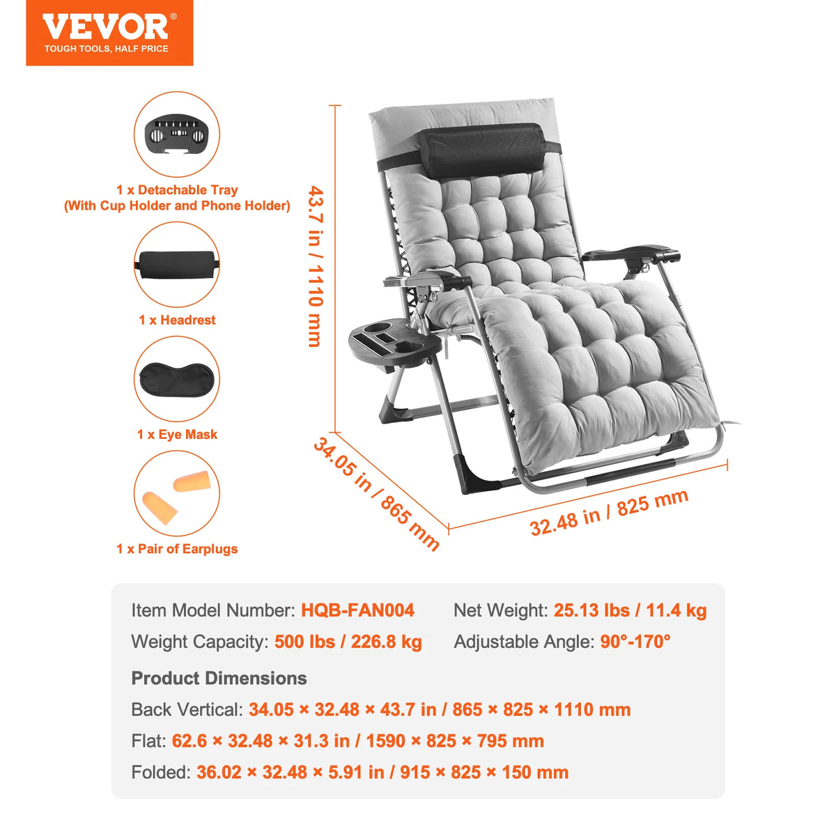 Zero Gravity Recliner Chair With Cushion Footrest And Cupholder
