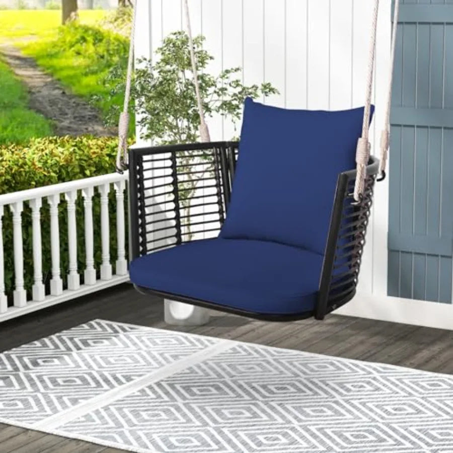 Outdoor Hanging Porch Swing With Cushions For Patio Relaxation