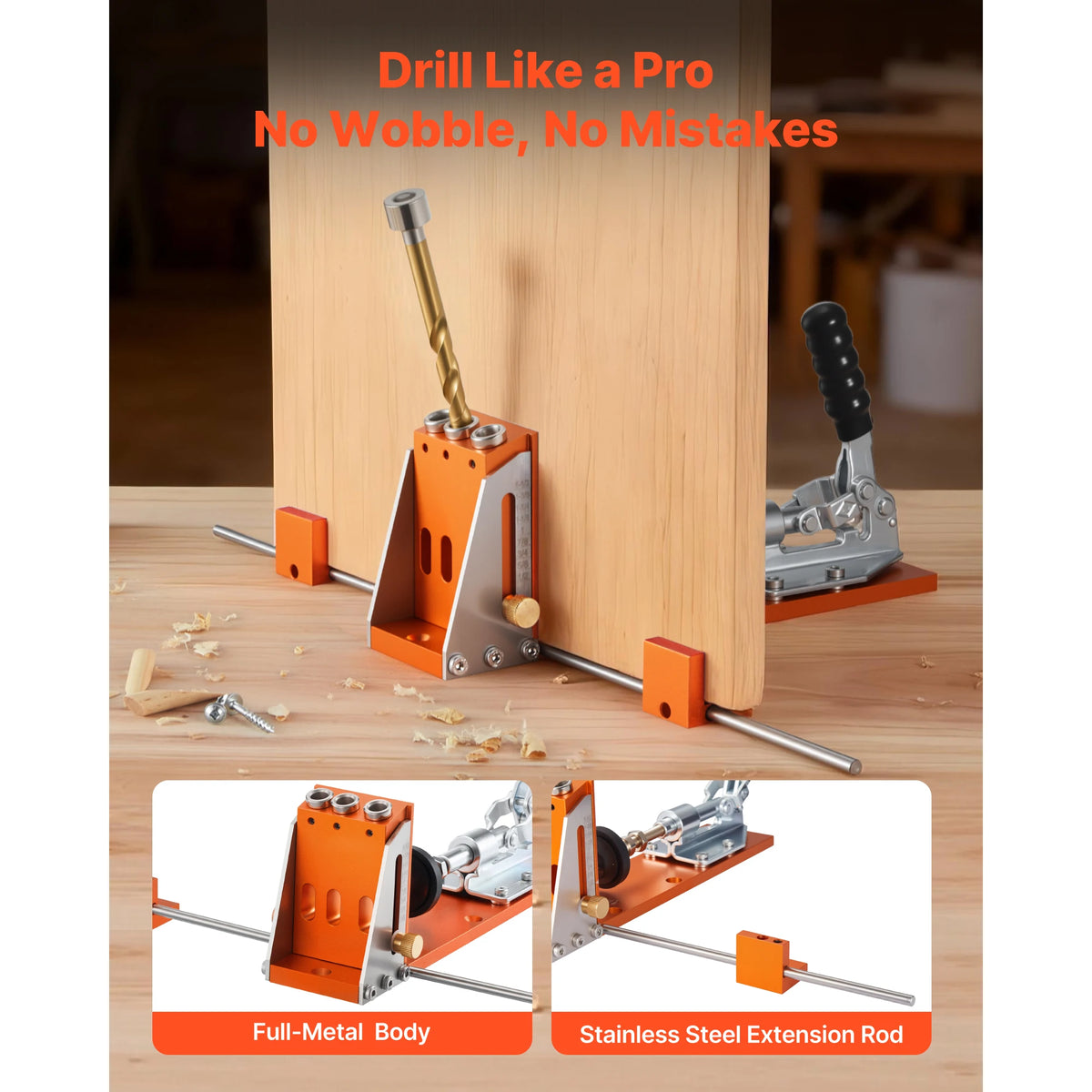 SucceBuy Pocket Hole Jig Kit Adjustable With Case And Bits