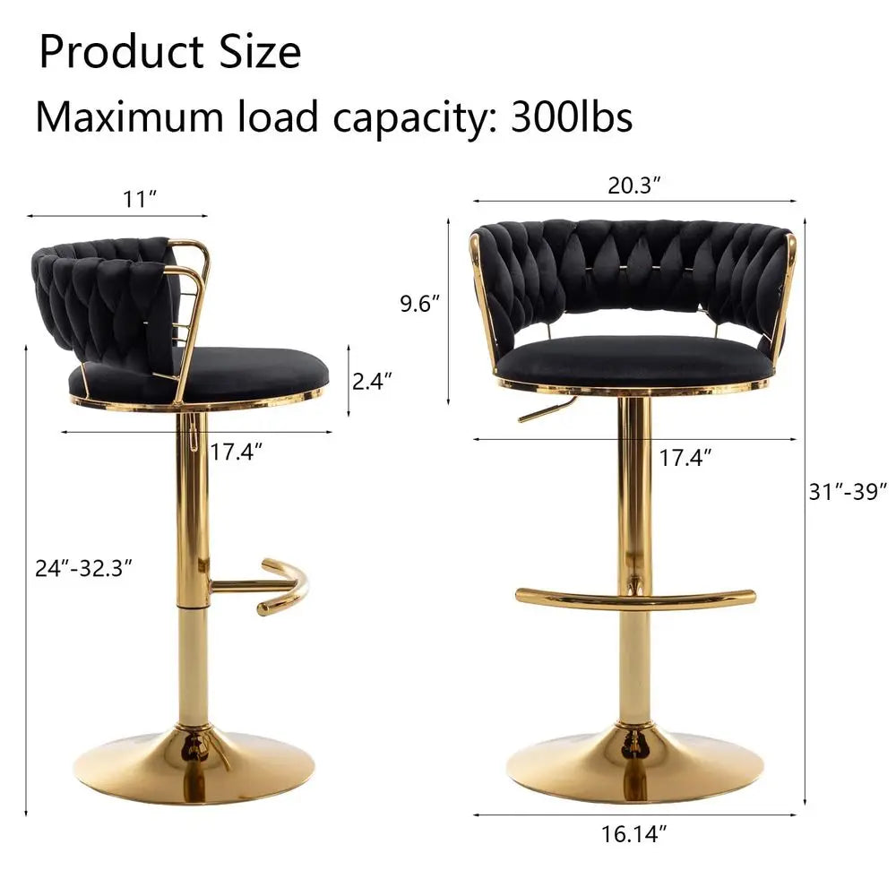 Velvet Bar Stools Set Of 3 With Low Back