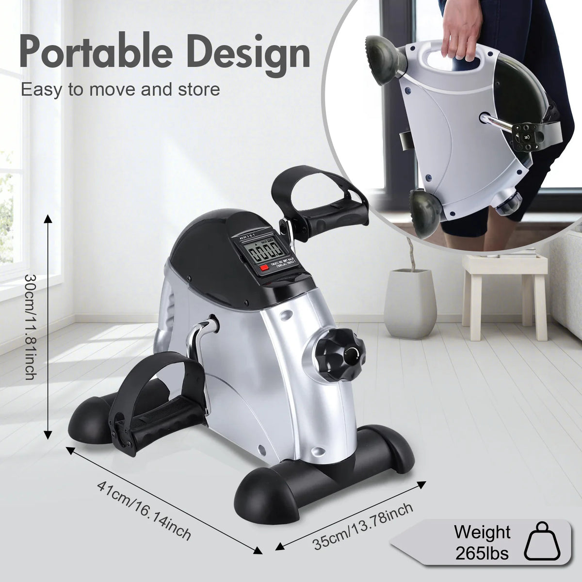 Mini Under Desk Pedal Exerciser Bike With Digital LCD Display