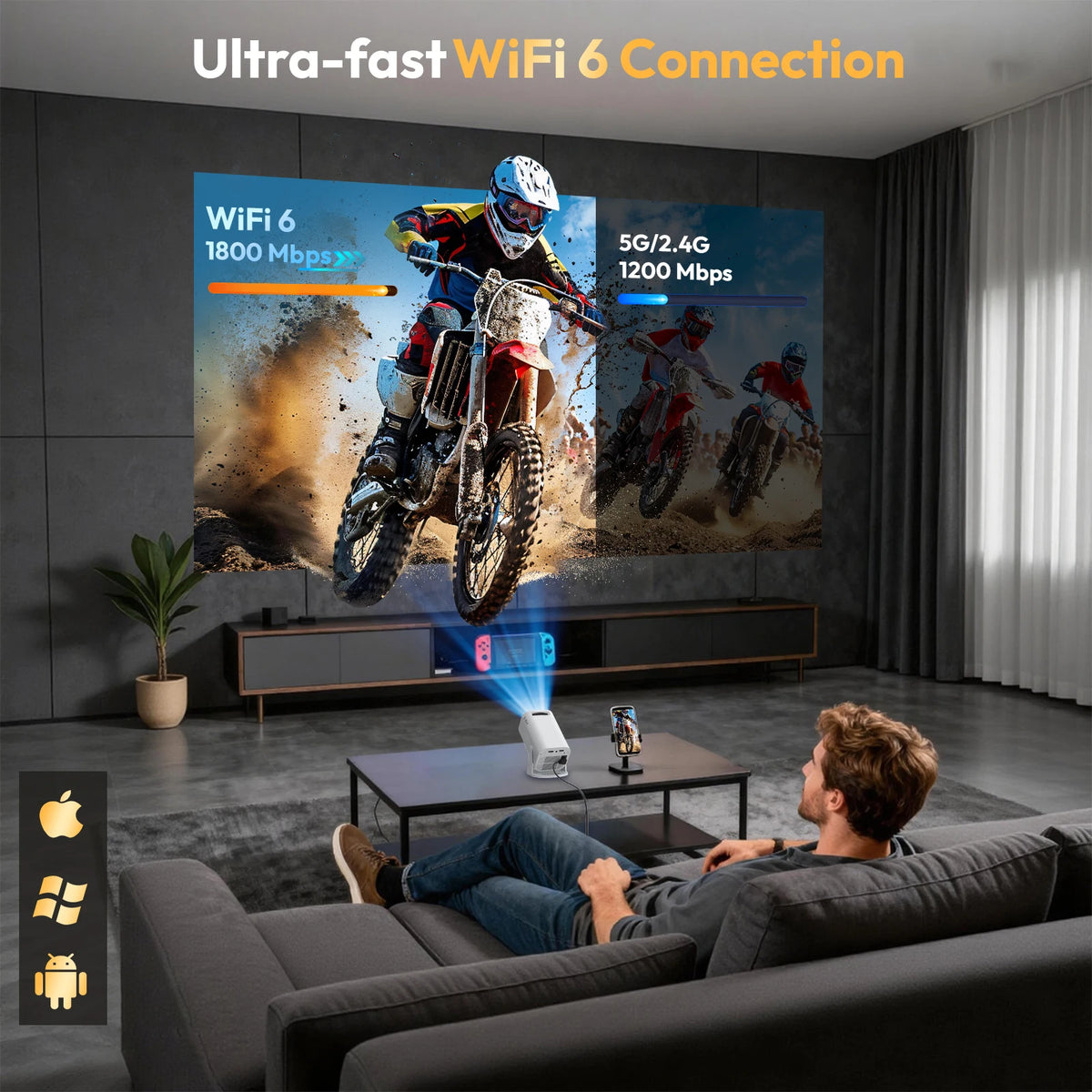 XGODY 4K Mini Projector With Android And Bluetooth Support