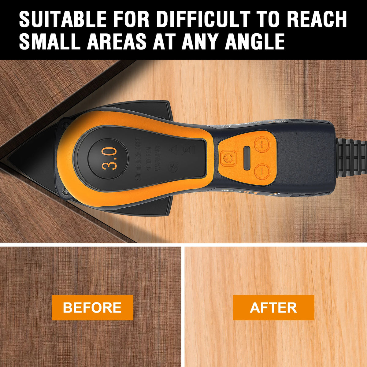 MAXXT Mouse Sander, 350W Sander Tool with Advanced Dust Collection System, Low Vibration Detail Sander for Efficient Woodworking, Tight Spaces Sanding, and Polishing