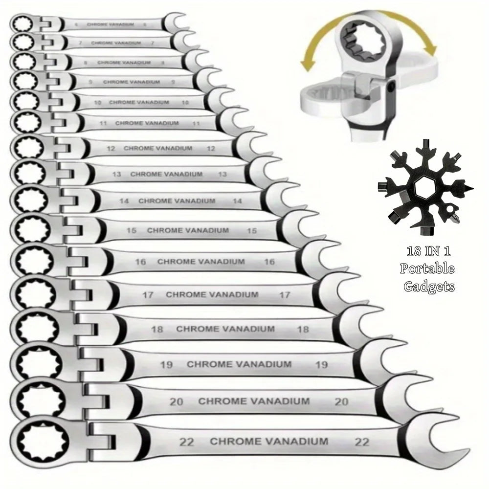 Flexible Ratcheting Wrench Set for Car Repair Tools