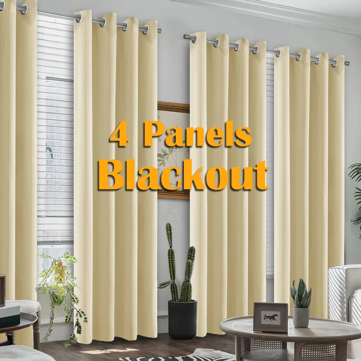 4 Pack Blackout Grommet Curtains For Bedroom And Living Room