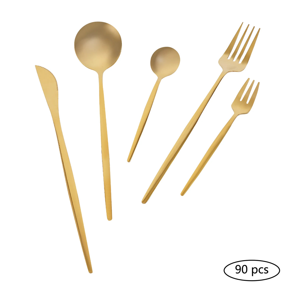 90Pcs Stainless Steel Flatware Set with Forks Knives Spoons