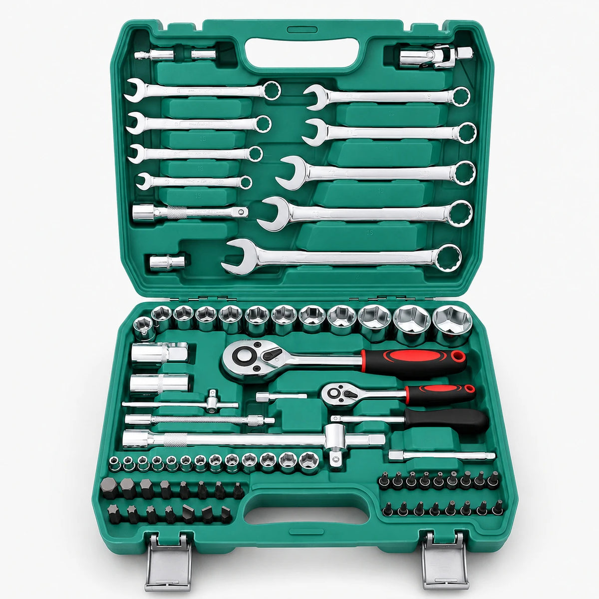 Complete Socket Wrench Tool Kit with Portable Carry Storage Box, All-in-One Household Hand Hardware Combination Tools, Multi-Functional Repair Tool Set for Furniture Assembly, Appliance Fixing, Bicycle & Auto Daily DIY Mainte