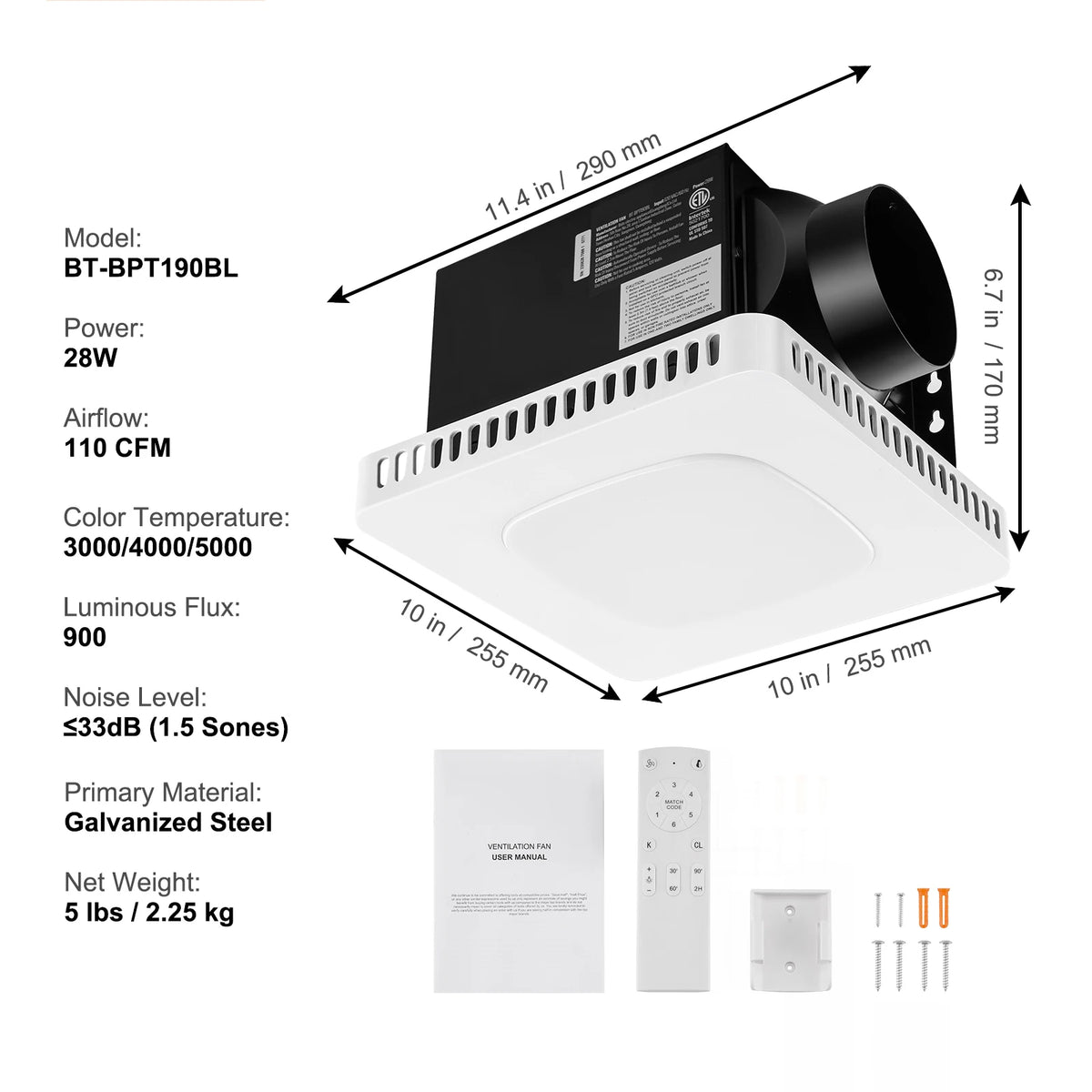 SucceBuy Bathroom Exhaust Fan 80 110 CFM High Efficiency Ventilation