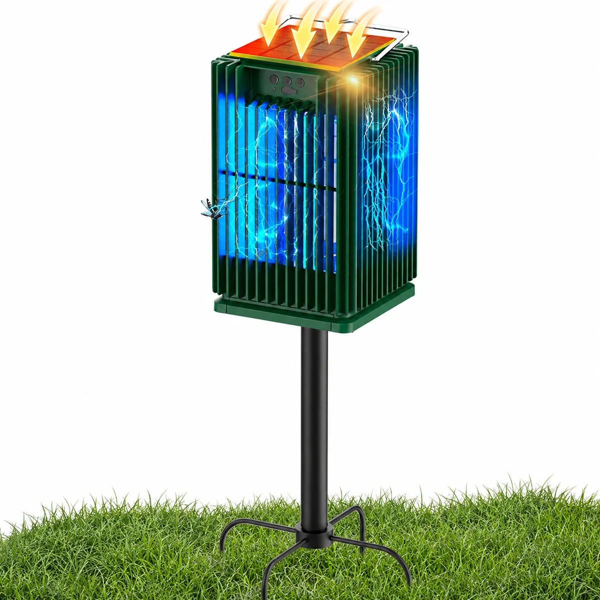 Solar Outdoor Mosquito Zapper Cordless Waterproof With Illuminated Light