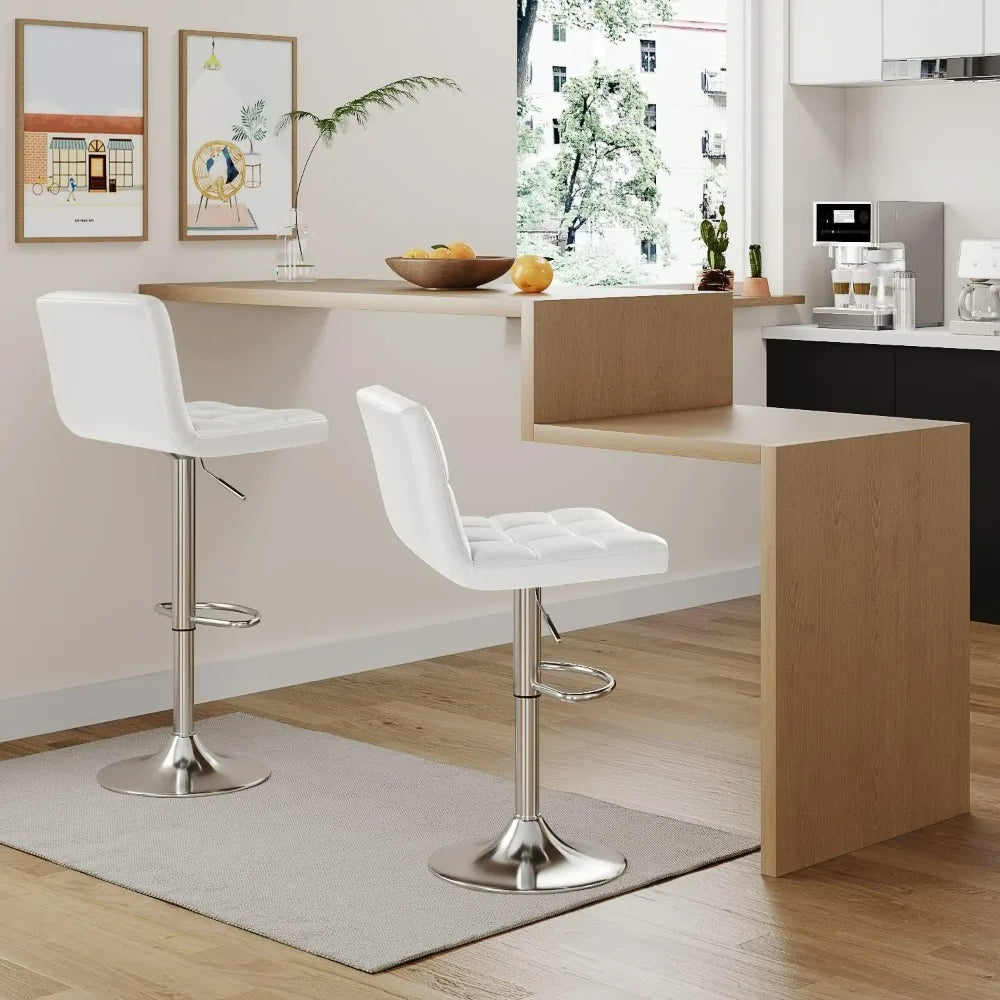 Furmax Swivel Adjustable PU Leather Hydraulic Bar Stools Set of Two