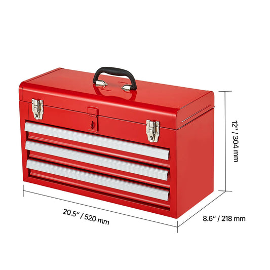 SucceBuy 3 Drawer Metal Tool Box With EVA Liners Durable