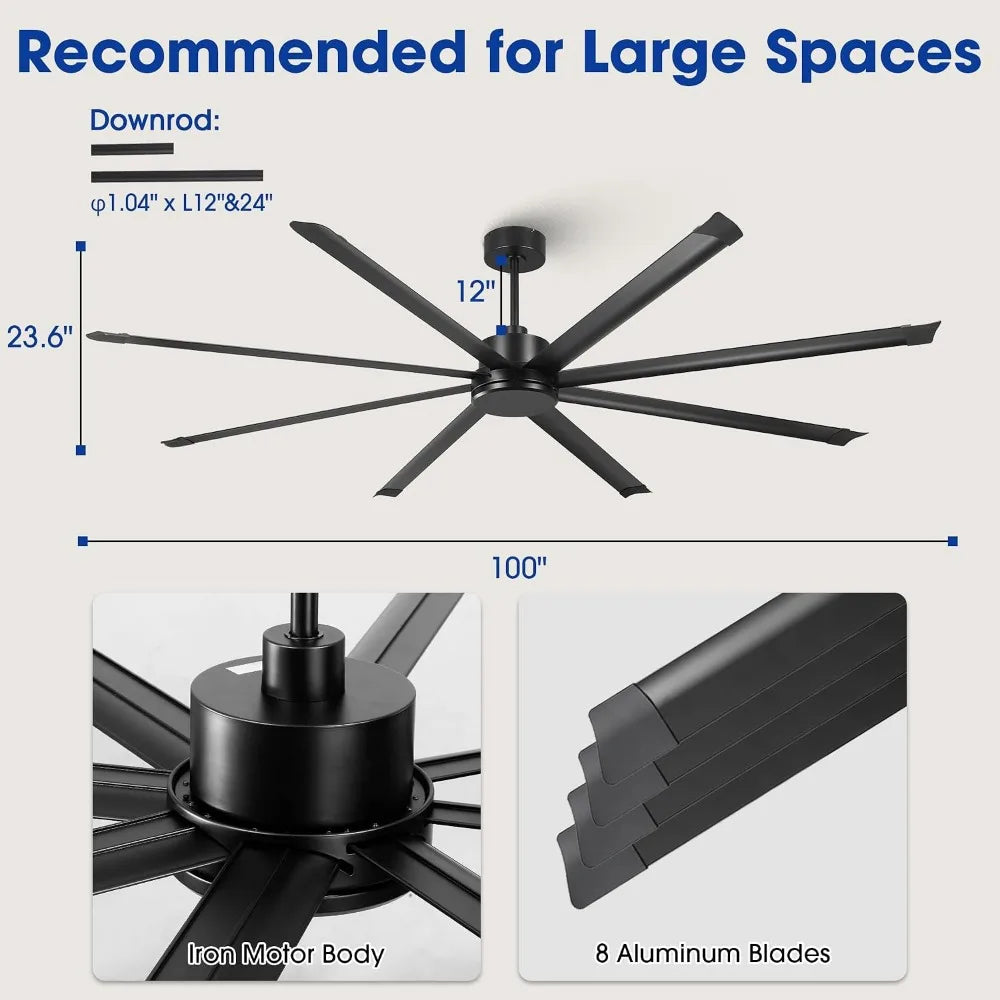 Industrial Ceiling Fan Without Lights for Commercial Warehouses