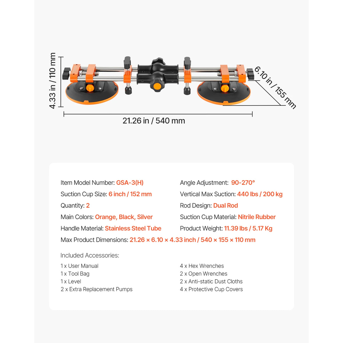 VeVor 2 Pack Adjustable Granite Seam Setter With Suction Cups