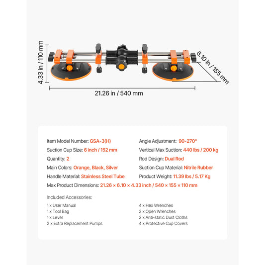 VeVor 2 Pack Adjustable Granite Seam Setter With Suction Cups