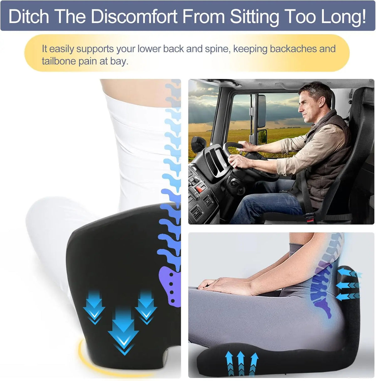 L Shaped Memory Foam Seat Cushion For Office Car Comfort