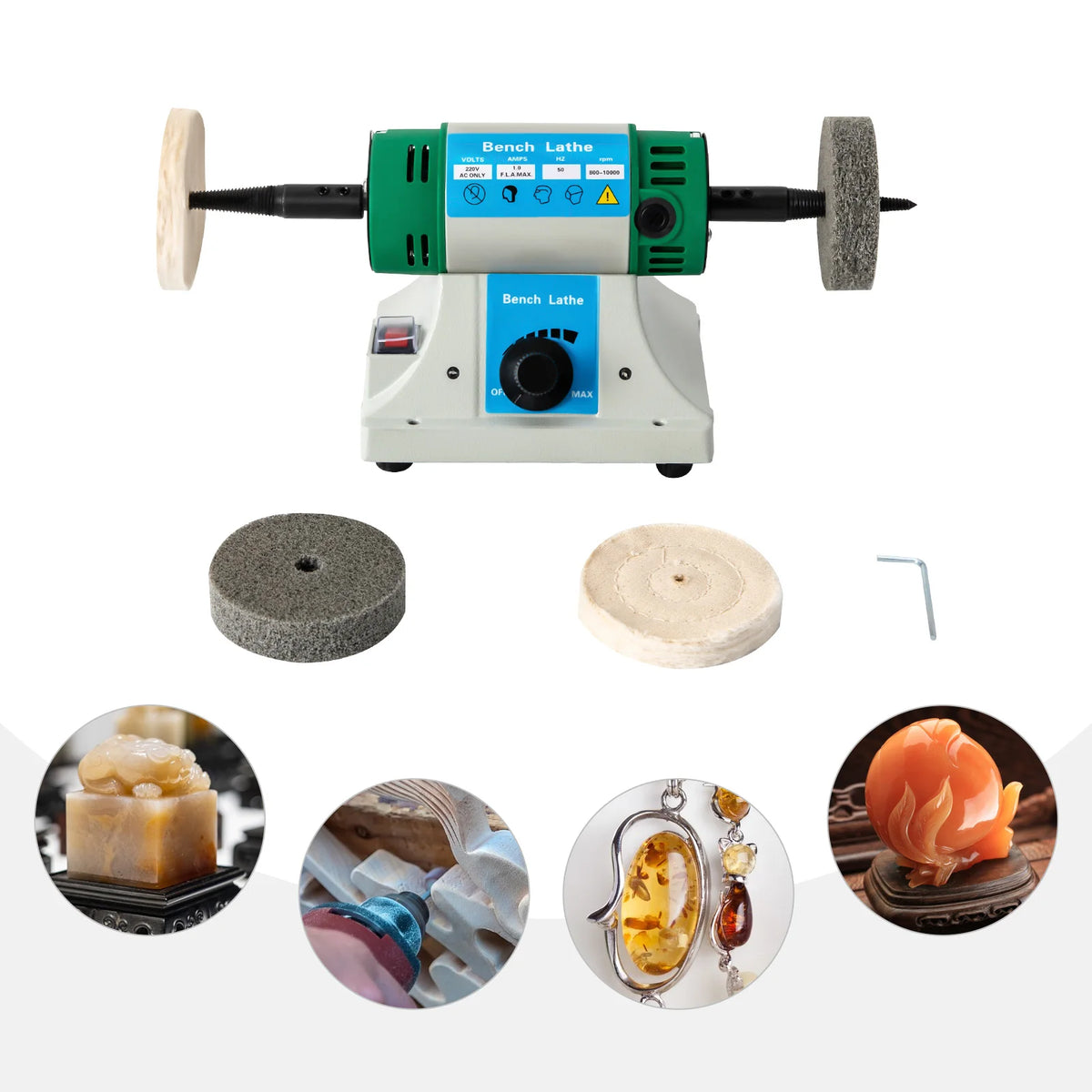 CNCEST Polishing Machine Desktop Lathe Grinding Jewelry Metal Jade Polisher