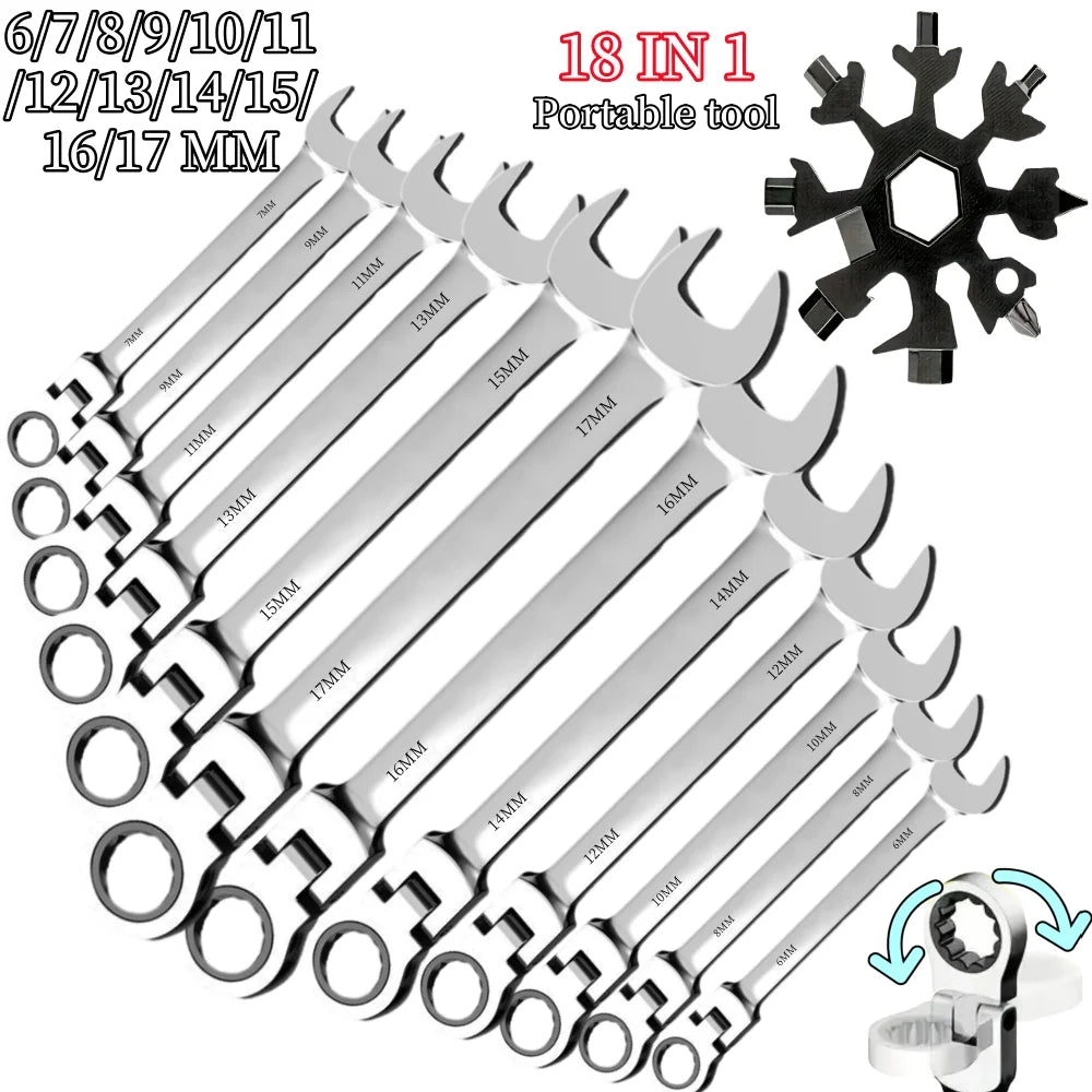 Flexible Ratcheting Wrench Set for Car Repair Tools