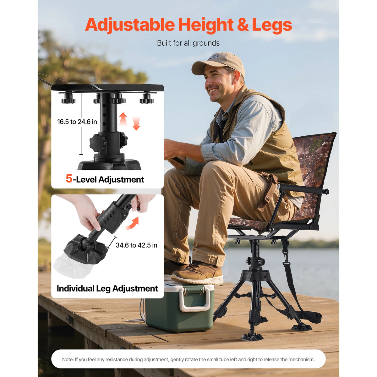 Heavy Duty Swivel Hunting Folding Ground Stool For Camping