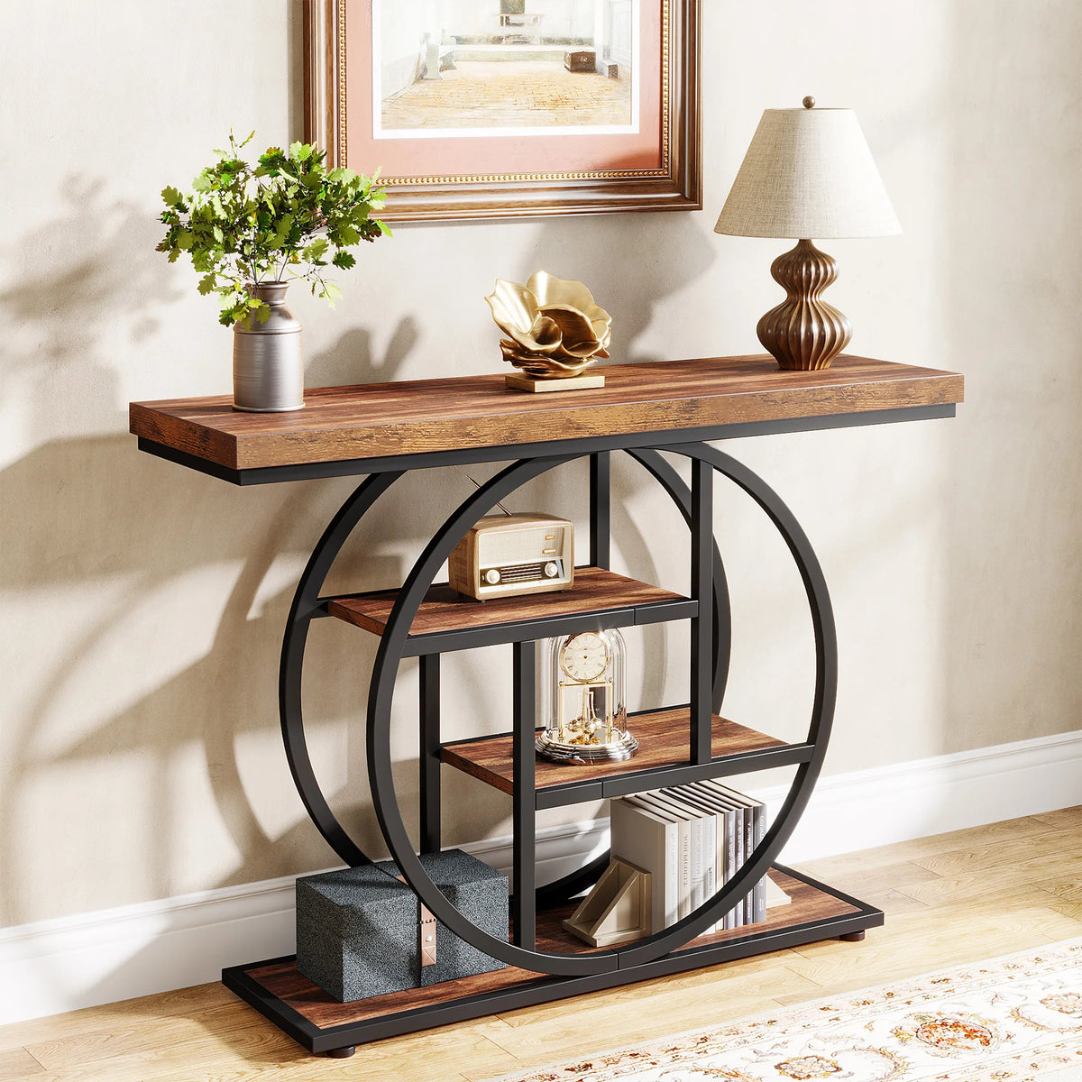 Tribesigns Industrial Four Tier Console Table with Storage for Entryway