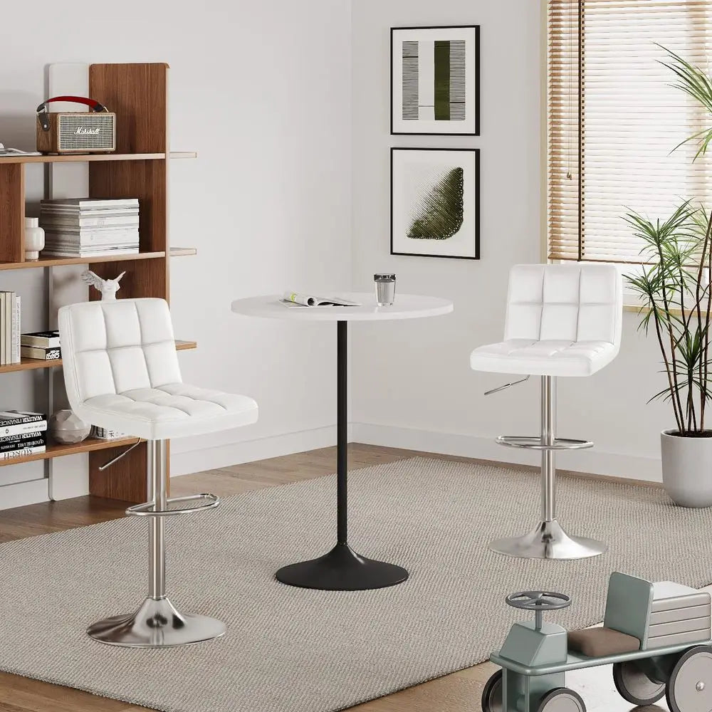 Modern PU Leather Swivel Adjustable Hydraulic Bar Stool Set