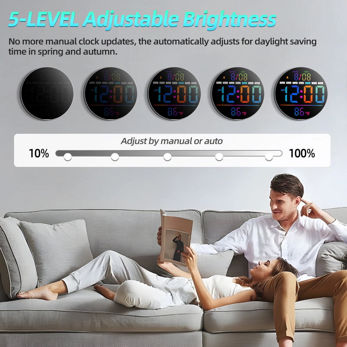 LED Digital Wall Clock Featuring Timer Temperature And Night Light