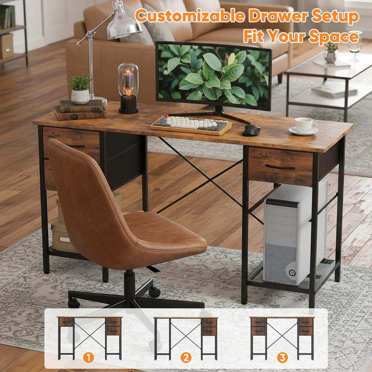 JHK Modern 55 Inch Computer Desk With Storage