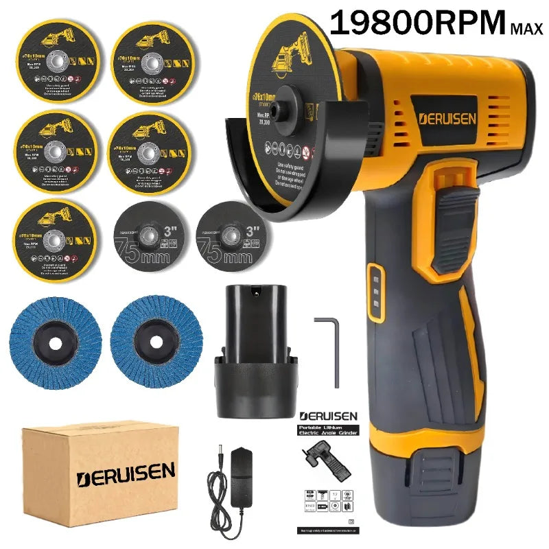 19800 RPM Mini Wireless Angle Grinder, Electric Grinding And Polishing Tool, Includes 1/2 Battery Lithium Electric Grinder, Suitable For Metal, Wood, Stone And Concrete, Precision Polishing Machine, A Perfect Gift Choice For