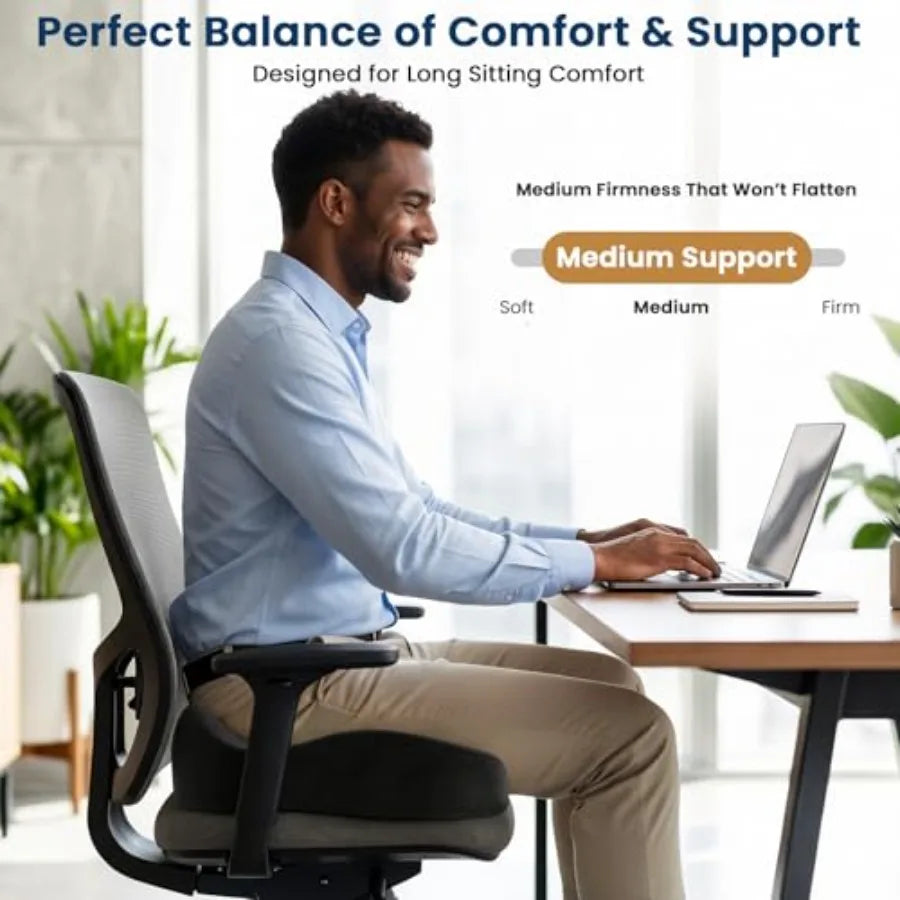 Seat Cushion with Velvet Cover, Thick Memory Foam Cushions for Office Chair, Car Seat, Airplane, Relieving Pressure Tailbone Sc