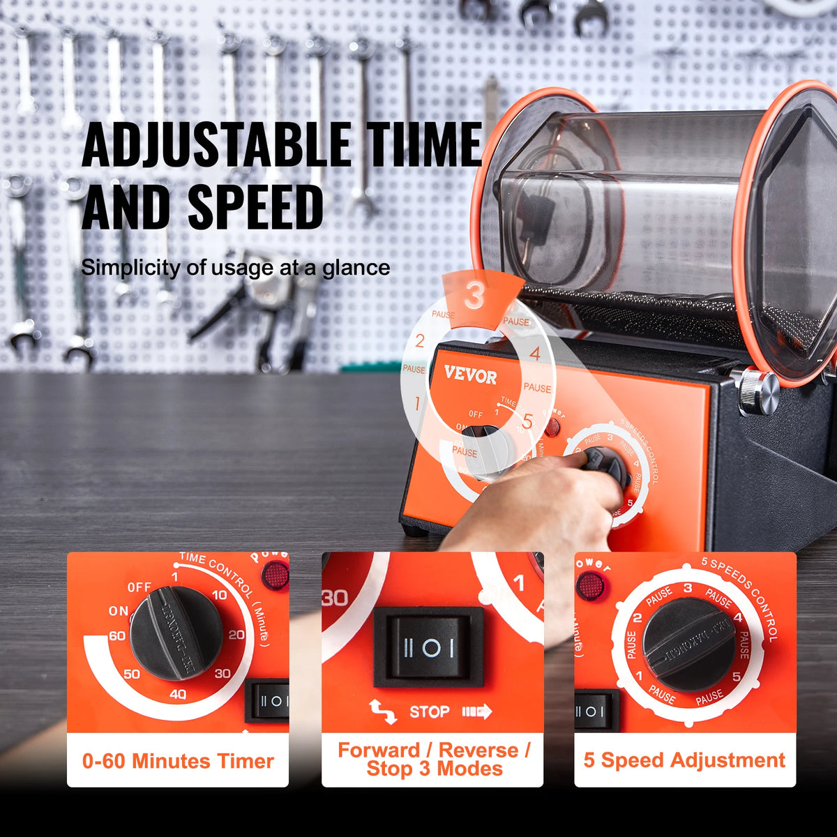 SucceBuy Rotary Tumbler Surface Polisher Jewelry Drum Polishing Machine