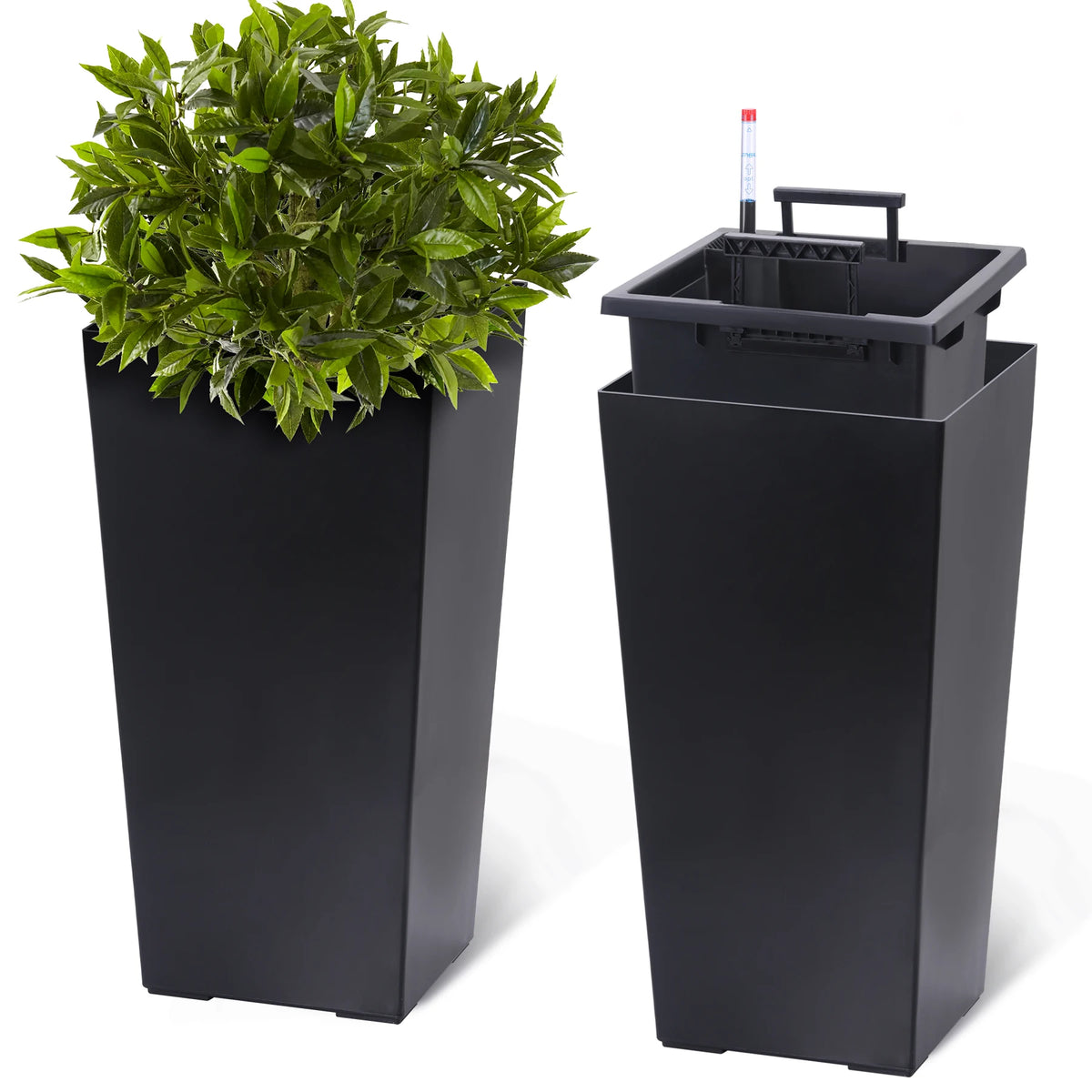 HiMISS Self Watering Tall Planter Pots With Drainage Design