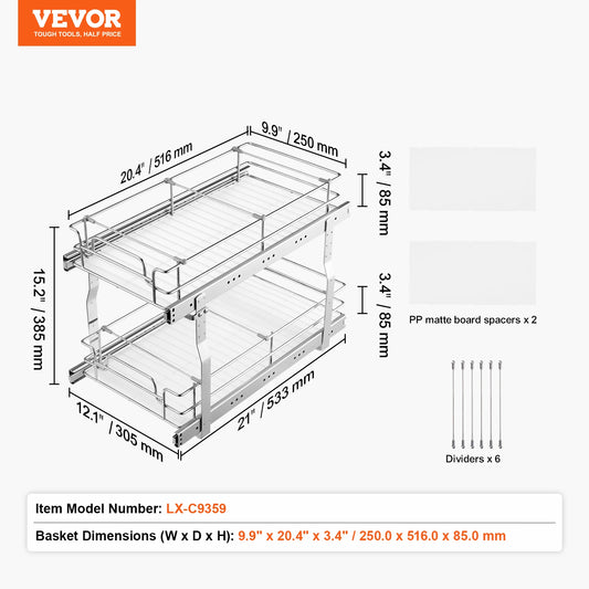 Vevor Heavy Duty Pull Out Kitchen Cabinet Organizer