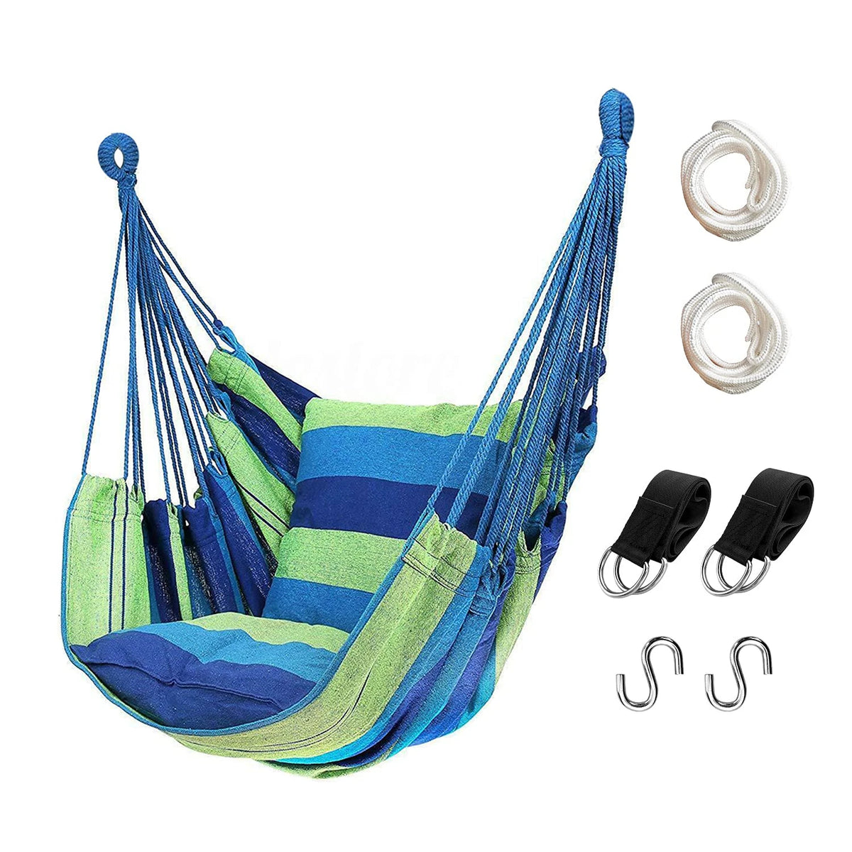 Outdoor Hanging Hammock Swing Chair With Two Comfortable Seat Cushions